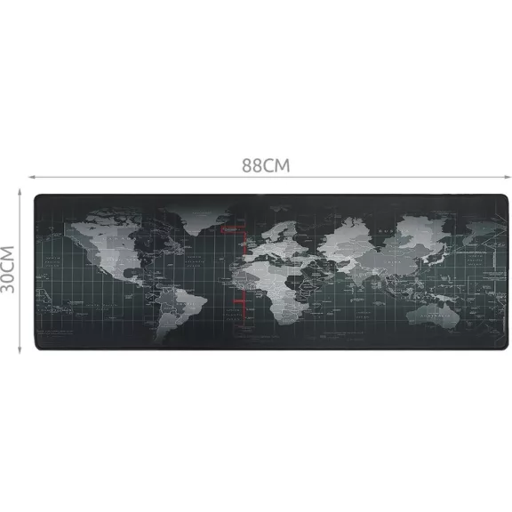 XXL méretű 88x30 cm-es szürke egérpad és billentyűzet alátét, csúszásmentes gumi aljjal