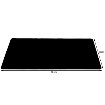 XXL méretű 90x45 cm-es fekete egérpad és billentyűzet pad varrott szélekkel és vízálló felülettel
