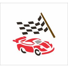 Arcfestő sablon - Sportautó zászlóval