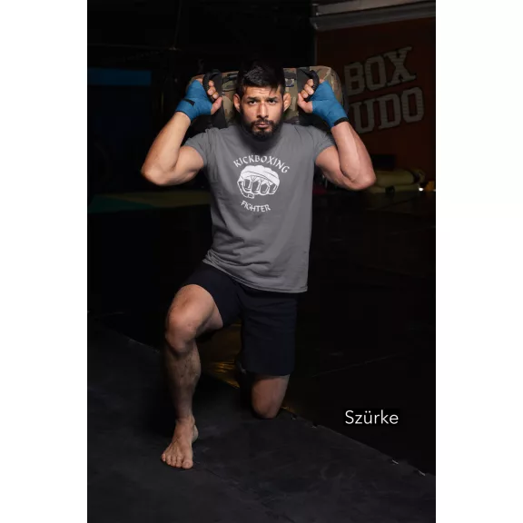 Kickboxing Fighter feliratos prémium pamut póló kick-box edzéshez