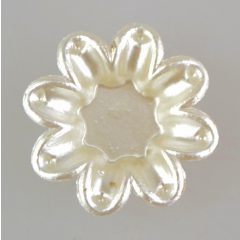 Akril gyöngy virág minta 20 mm - 10 db/cs,  gyöngy fehér