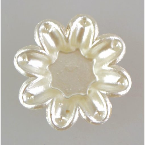 Akril gyöngy virág minta 20 mm - 10 db/cs,  gyöngy fehér
