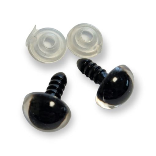 Üvegszem beszúrható, fekete, 15mm