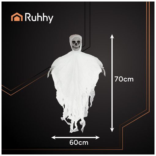 Fehér Akasztós Csontváz Dekoráció 70 cm - Halloween Kísértet Szellem Dísz