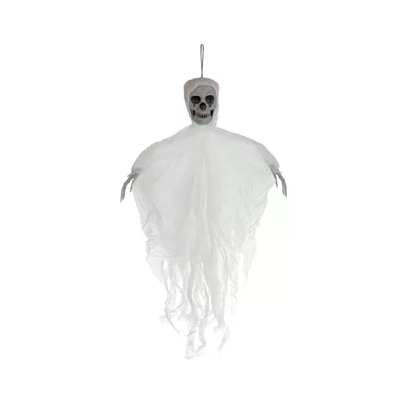 Fehér Akasztós Csontváz Dekoráció 70 cm - Halloween Kísértet Szellem Dísz