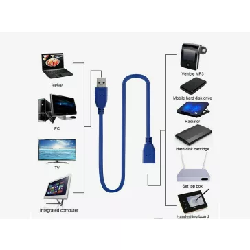 1,5 méteres fekete árnyékolt USB 3.0 hosszabbító kábel apa-anya