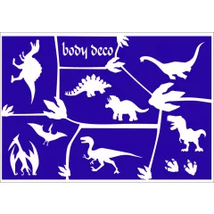 KiviArt A5-ös méretű dínós csillámtetoválás sablonszett T-Rex és őslény mintákkal