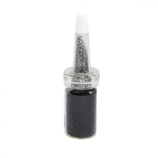 Csillámpor csőrös üvegben - Fekete 7 ml