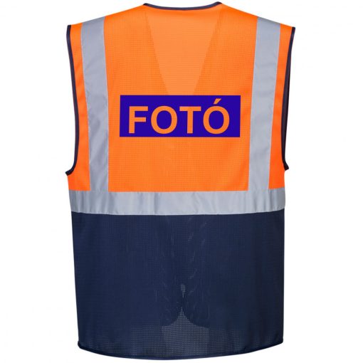 Vezetői Kéttónusú láthatósági mellény - Press, Photo, Sajtó, Fotó felirattal