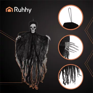Ruhhy Fekete Akasztós Csontváz Dekoráció 70 cm - Halloween Zombi Szellem Dísz