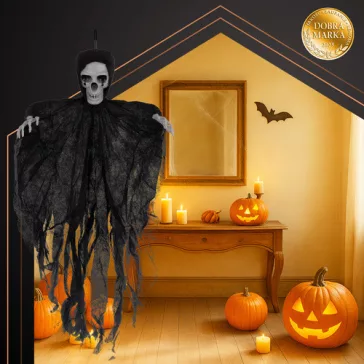 Ruhhy Fekete Akasztós Csontváz Dekoráció 70 cm - Halloween Zombi Szellem Dísz