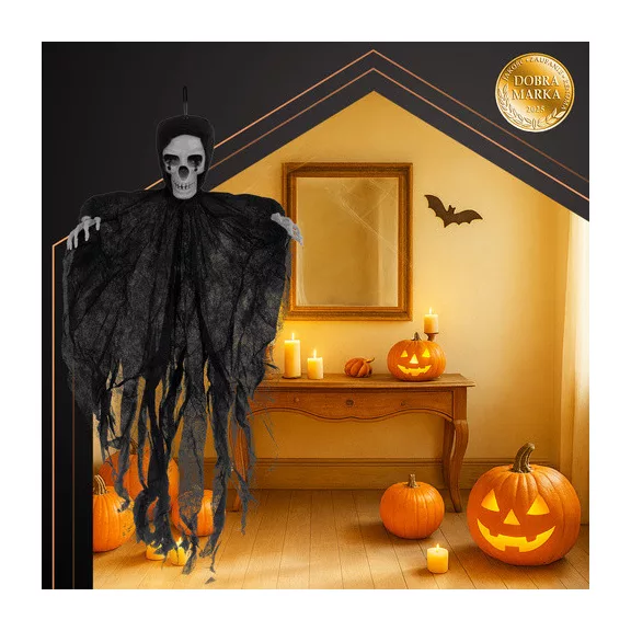Ruhhy Fekete Akasztós Csontváz Dekoráció 70 cm - Halloween Zombi Szellem Dísz