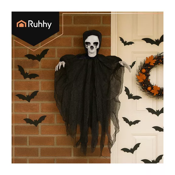 Ruhhy Fekete Akasztós Csontváz Dekoráció 70 cm - Halloween Zombi Szellem Dísz