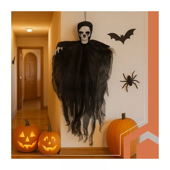 Ruhhy Fekete Akasztós Csontváz Dekoráció 70 cm - Halloween Zombi Szellem Dísz