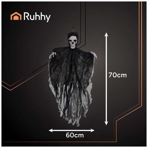 Ruhhy Fekete Akasztós Csontváz Dekoráció 70 cm - Halloween Zombi Szellem Dísz