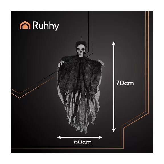 Ruhhy Fekete Akasztós Csontváz Dekoráció 70 cm - Halloween Zombi Szellem Dísz