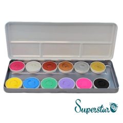   Superstar 12 színű arcfesték készlet -  Gyöngyház és Pasztell /12 colours DUO SHIMMER- AND PASTEL palette/
