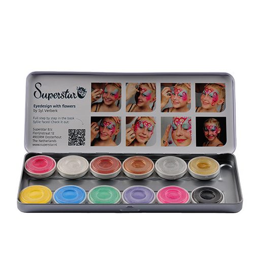 Superstar 12 színű arcfesték készlet -  Gyöngyház és Pasztell /12 colours DUO SHIMMER- AND PASTEL palette/