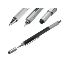 Többfunkciós toll 6 az 1-ben, multitool csavarhúzóval, vízmérékkel, mérőszalaggal, stylussal, klipsz, praktikus ajándék ezermestereknek