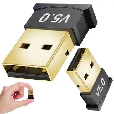 Kompakt fekete Bluetooth 5.0 USB adapter 20 méteres hatótávval PC-hez