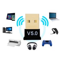 Kompakt fekete Bluetooth 5.0 USB adapter 20 méteres hatótávval PC-hez