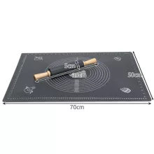 Ruhhy szilikon nyújtó-gyúrólap és sodrófa szett, XXL méretű (70x50 cm) gyúrótábla beosztásokkal, tapadásmentes szilikon sodrófa fa nyéllel, sütéshez és főzéshez