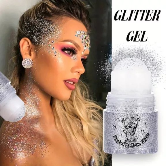 Roll-On glitter gel ezüst