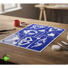 KiviArt A5-ös méretű szíves csillámtetoválás sablonszett 8 különböző szívmintával