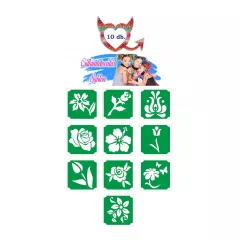   Mk Body Deco Csillámtetoválás sablon szett 10 db-os -Virágok