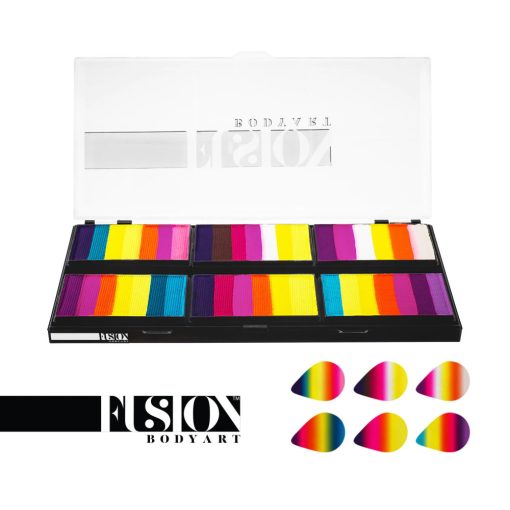 Fusion csíkos arcfesték paletta – Leanne's VIVID RAINBOW szirompaletta