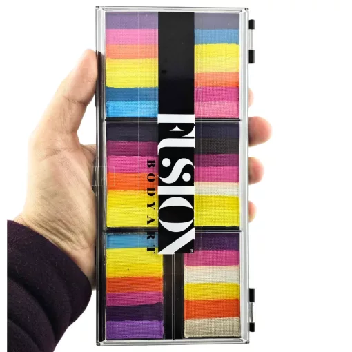 Fusion csíkos arcfesték paletta – Leanne's VIVID RAINBOW szirompaletta