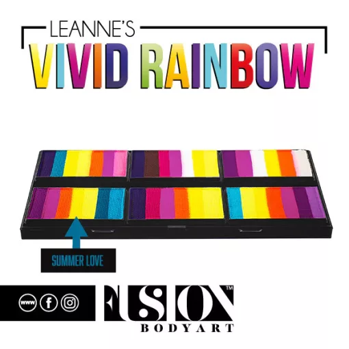 Fusion csíkos arcfesték paletta – Leanne's VIVID RAINBOW szirompaletta