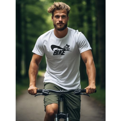 Bike póló, kerékpáros póló, biciklis ajándék, sportos póló, kerékpár sziluett