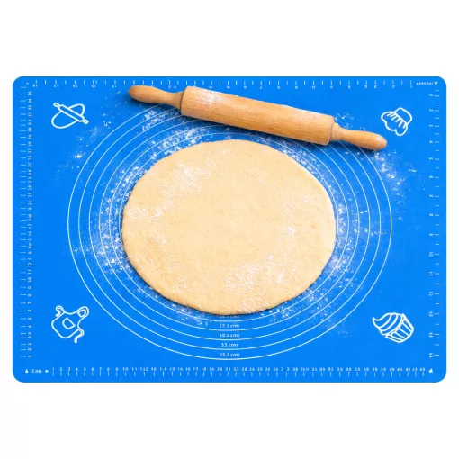 70x50 cm-es kék szilikon nyújtólap mérőskálával tészta dagasztáshoz