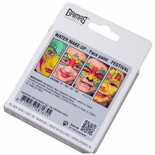 Grimas 4 színű arcfestő készlet Festival