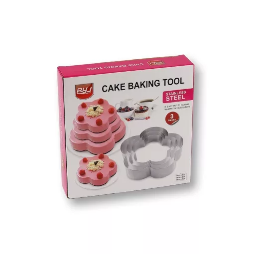 Virág tortaforma szett 3 db-os