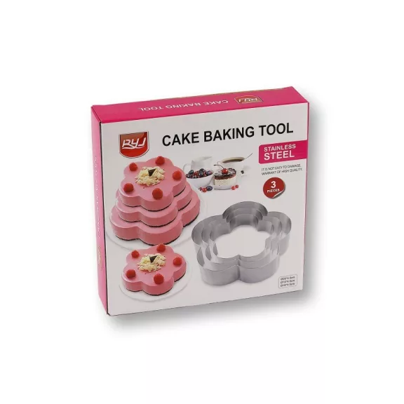 Virág tortaforma szett 3 db-os