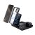 Fekete 3 az 1-ben vezeték nélküli töltőállomás telefonnal, órával és fülhallgatóval