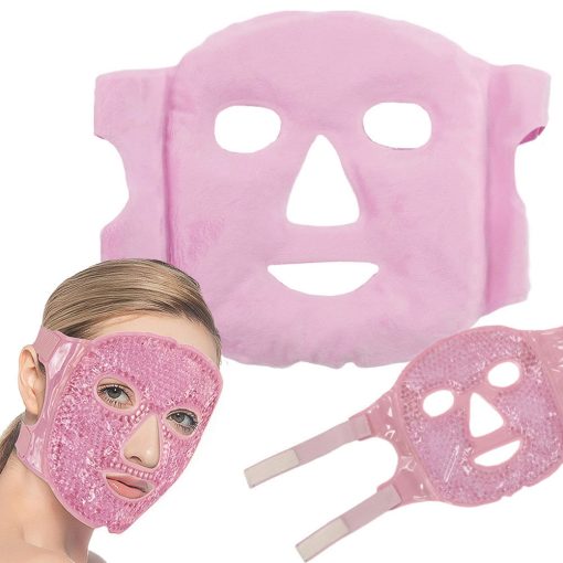 Rózsaszín hűsítő és melegítő gél arcmaszk, relaxációs szemkörnyékápoló borogatás gélgyöngyökkel