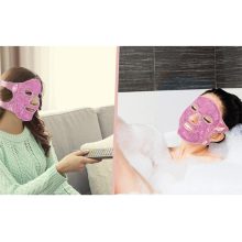 Rózsaszín hűsítő és melegítő gél arcmaszk, relaxációs szemkörnyékápoló borogatás gélgyöngyökkel