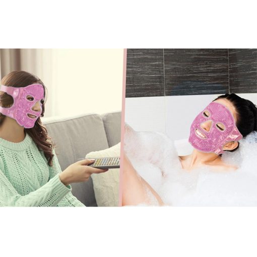 Rózsaszín hűsítő és melegítő gél arcmaszk, relaxációs szemkörnyékápoló borogatás gélgyöngyökkel
