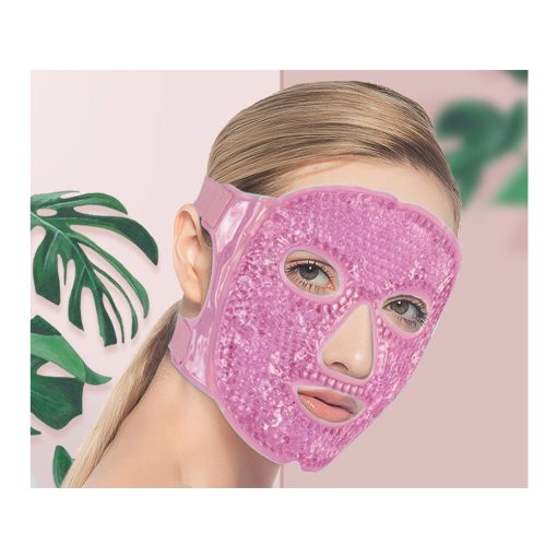 Rózsaszín hűsítő és melegítő gél arcmaszk, relaxációs szemkörnyékápoló borogatás gélgyöngyökkel