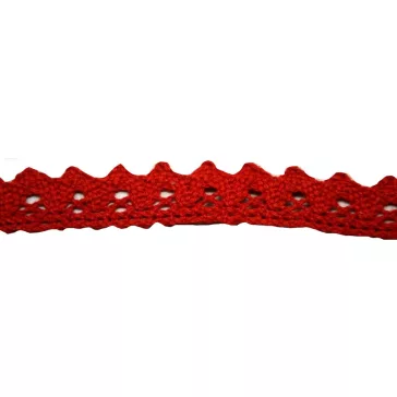 Csipke 100% pamut 1,5 cm-es piros