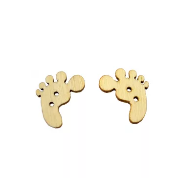 Gomb - Fa talpacska 2x1,8x0,2 cm