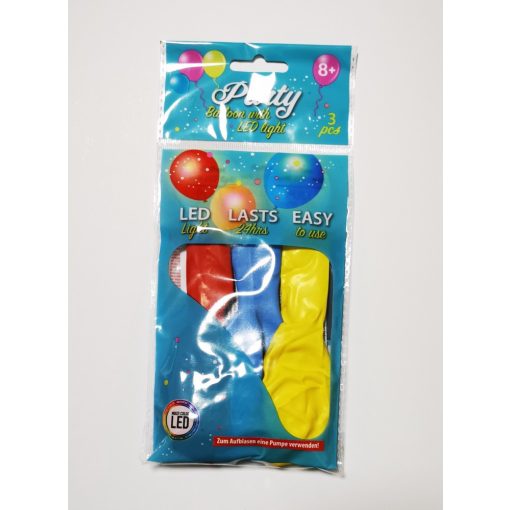 Party Világító LED-es lufi 3 db-os több szín változatban
