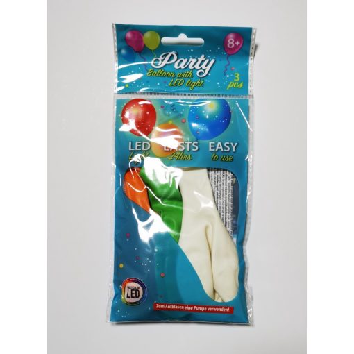 Party Világító LED-es lufi 3 db-os több szín változatban