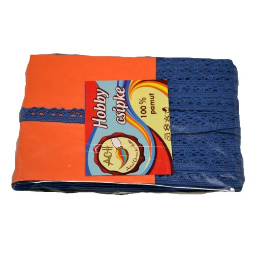 Csipke 100% pamut 1 cm-es kék