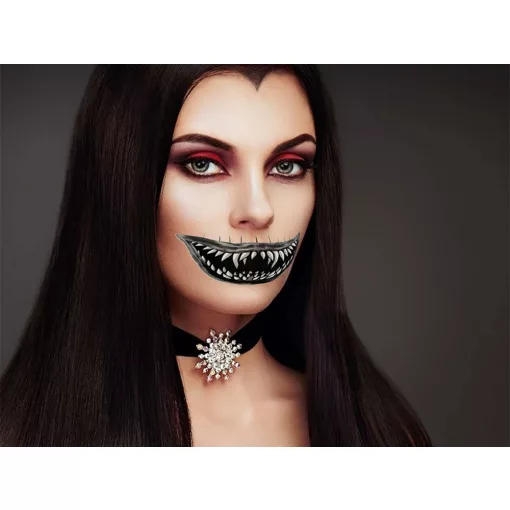 Halloween ideiglenes tetoválás, műfogak, vámpír fogak, zombi sebek tetoválás, lemosható, realisztikus jelmez kiegészítő
