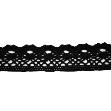 Csipke 100% pamut 3 cm-es fekete
