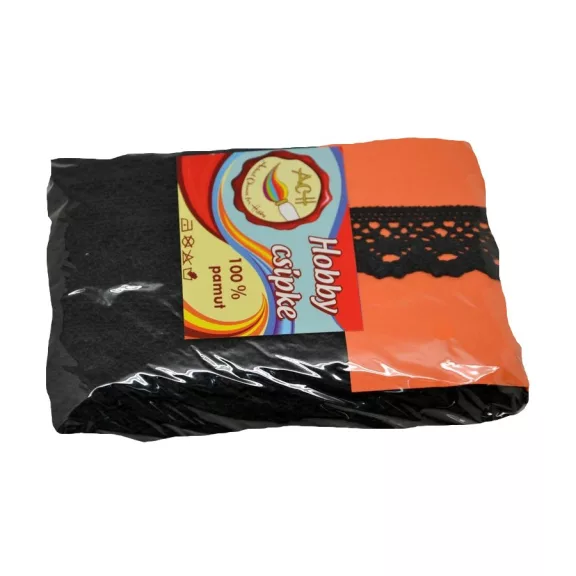 Csipke 100% pamut 3 cm-es fekete